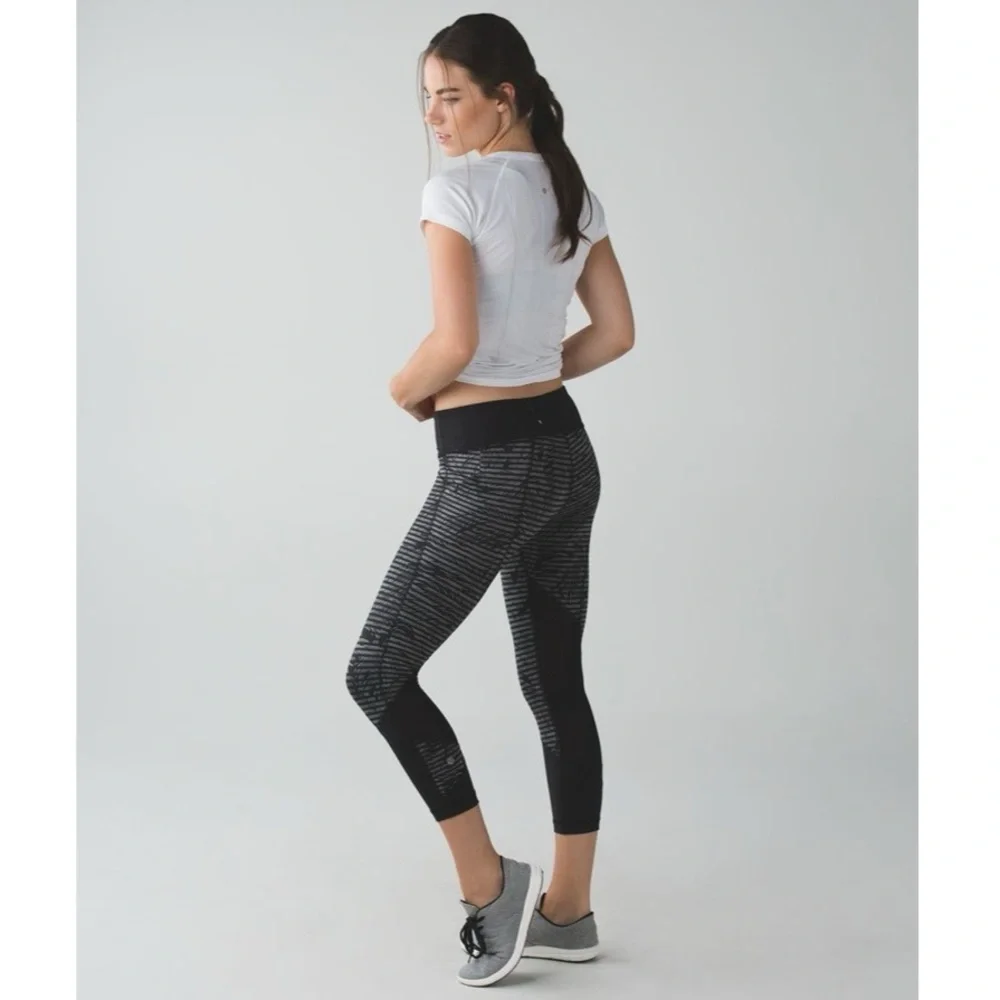 Lululemon Pace Rival Crop *Full-OnLuxtreme Stripe Play Slate Black Size 4